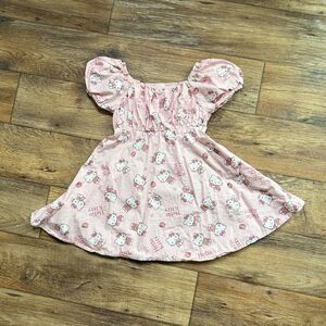 Hello Kitty Pink Smocked Puff Sleeve Dress - Size M (8)